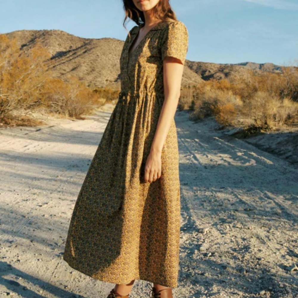 Dawn Dress, Golden blooming vines NWT